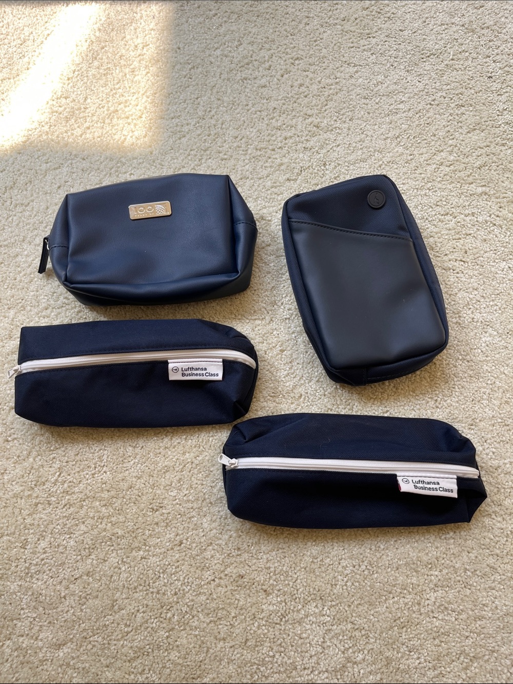 Lufthansa Business Class Navy Travel Toiletry Pouches - Set of 4